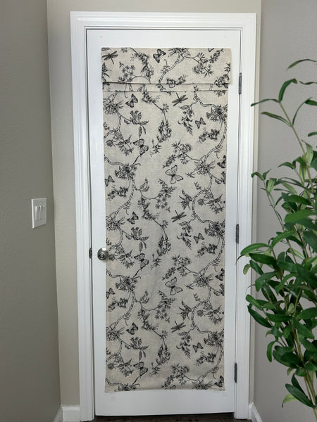 Black Butterfly Botanical Washable French Door Curtain - 1 Panel