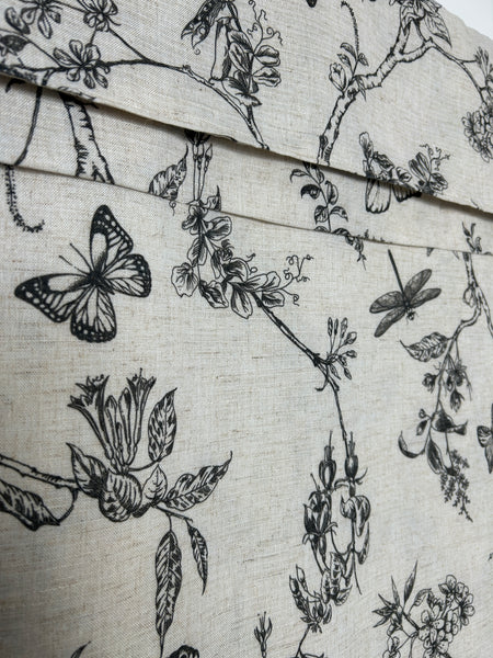 Black Butterfly Botanical Washable French Door Curtain - 1 Panel