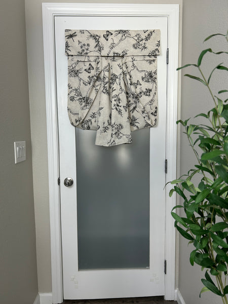 Black Butterfly Botanical Washable French Door Curtain - 1 Panel