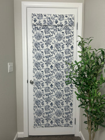 Navy & White Botanical French Door Curtain - 1 Panel